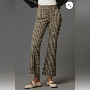Maeve Plaid Boot Cut Pants - Brown and Cream